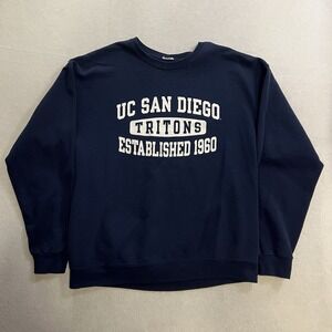 UCSD San Diego Sweatshirt Mens Large Navy Blue Fleece Crewneck College Tritons